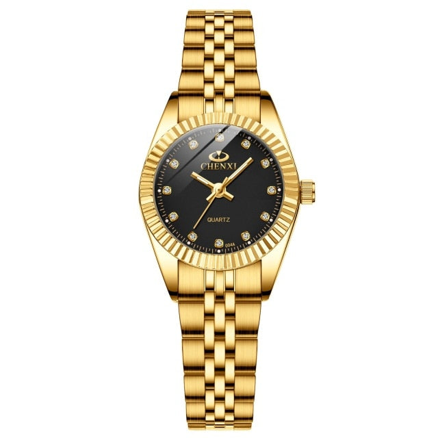 CHENXI Women Golden & Silver Classic Quartz Watch - 004A IPG Black