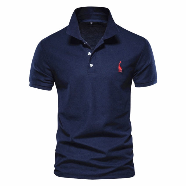 Polo Shirt Mens Casual Deer Embroidery - navy / EUR 3XL 90-98 kg - navy / EUR XL 75-82 kg - navy / EUR XXL 82-90 kg - navy / EUR M 55-65 kg - navy / EUR L 65-75 kg