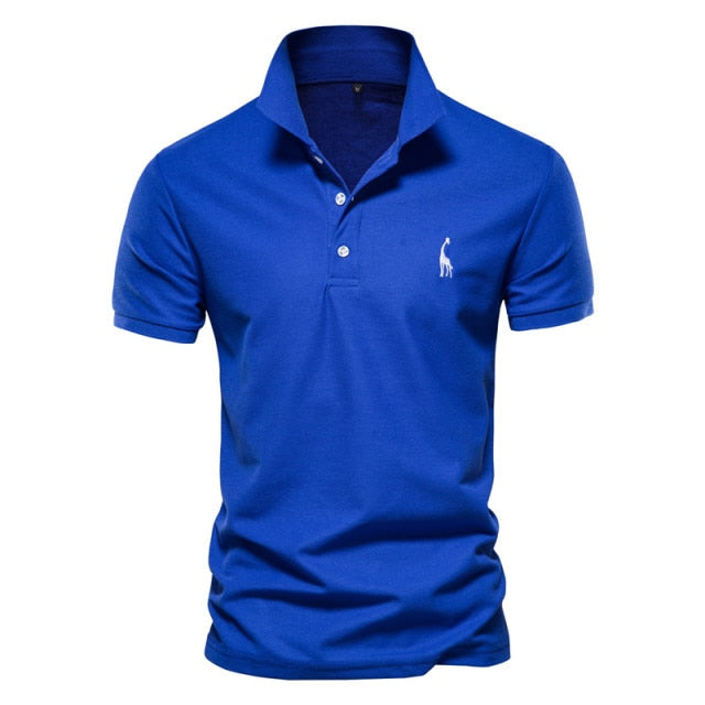 Polo Shirt Mens Casual Deer Embroidery - blue / EUR 3XL 90-98 kg - blue / EUR XL 75-82 kg - blue / EUR XXL 82-90 kg - blue / EUR M 55-65 kg - blue / EUR L 65-75 kg