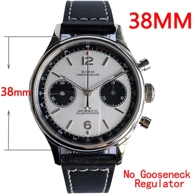 Sugess 1963 Chronograph Hand Wind Mechanical Mens Sapphire Watch - XM-38-white-nogoose