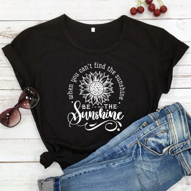 Be The Sunshine T-Shirt - black-white text / XXL - black-white text / XXXL - black-white text / L - black-white text / XL - black-white text / S - black-white text / M