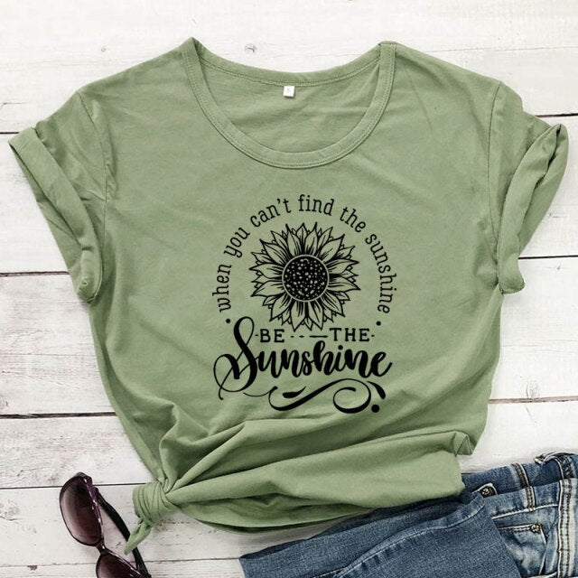 Be The Sunshine T-Shirt - olive-black text / S - olive-black text / M - olive-black text / XXL - olive-black text / XXXL - olive-black text / L - olive-black text / XL