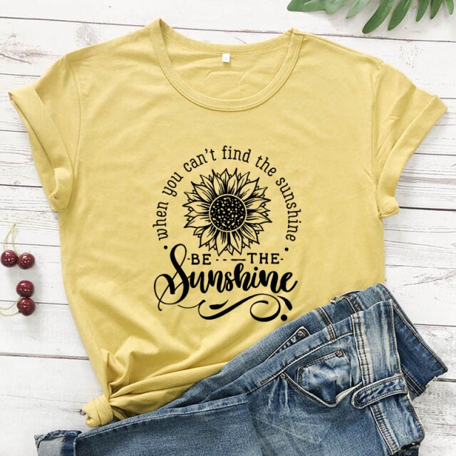 Be The Sunshine T-Shirt - mustard-black text / XXL - mustard-black text / XXXL - mustard-black text / L - mustard-black text / XL - mustard-black text / S - mustard-black text / M