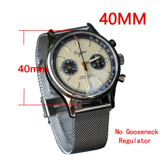 Sugess 1963 Chronograph Hand Wind Mechanical Mens Sapphire Watch - 40XM-Wang-Nogoose-Be