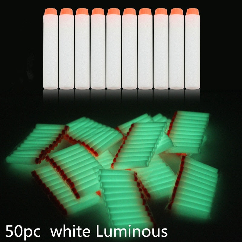 50Pcs 7.2cm white Luminous Soft Bullet Refill for Nerf Gun