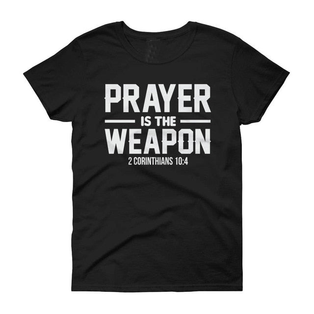 Prayer is the weapon T-Shirt - Black-white txt / S - Black-white txt / M - Black-white txt / L - Black-white txt / XL - Black-white txt / XXL - Black-white txt / XXXL